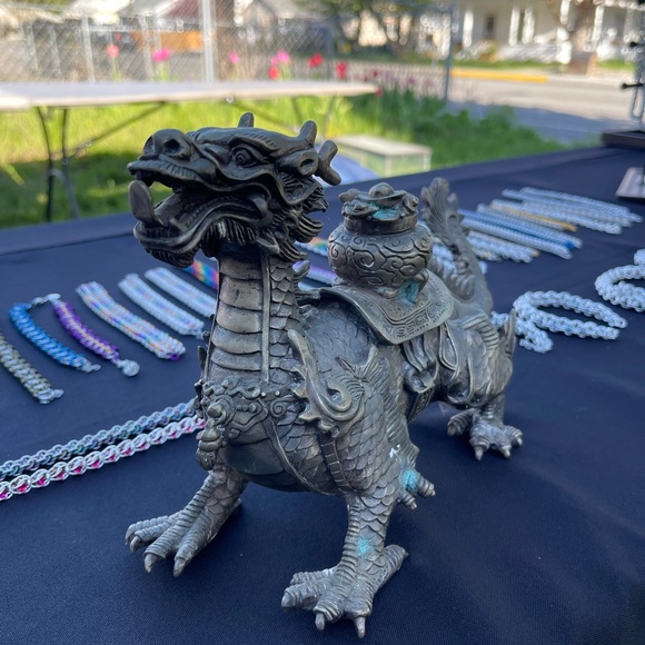 Chinese mythology copper bronze Zodiac Treasure dragon Money Wealth beast statue